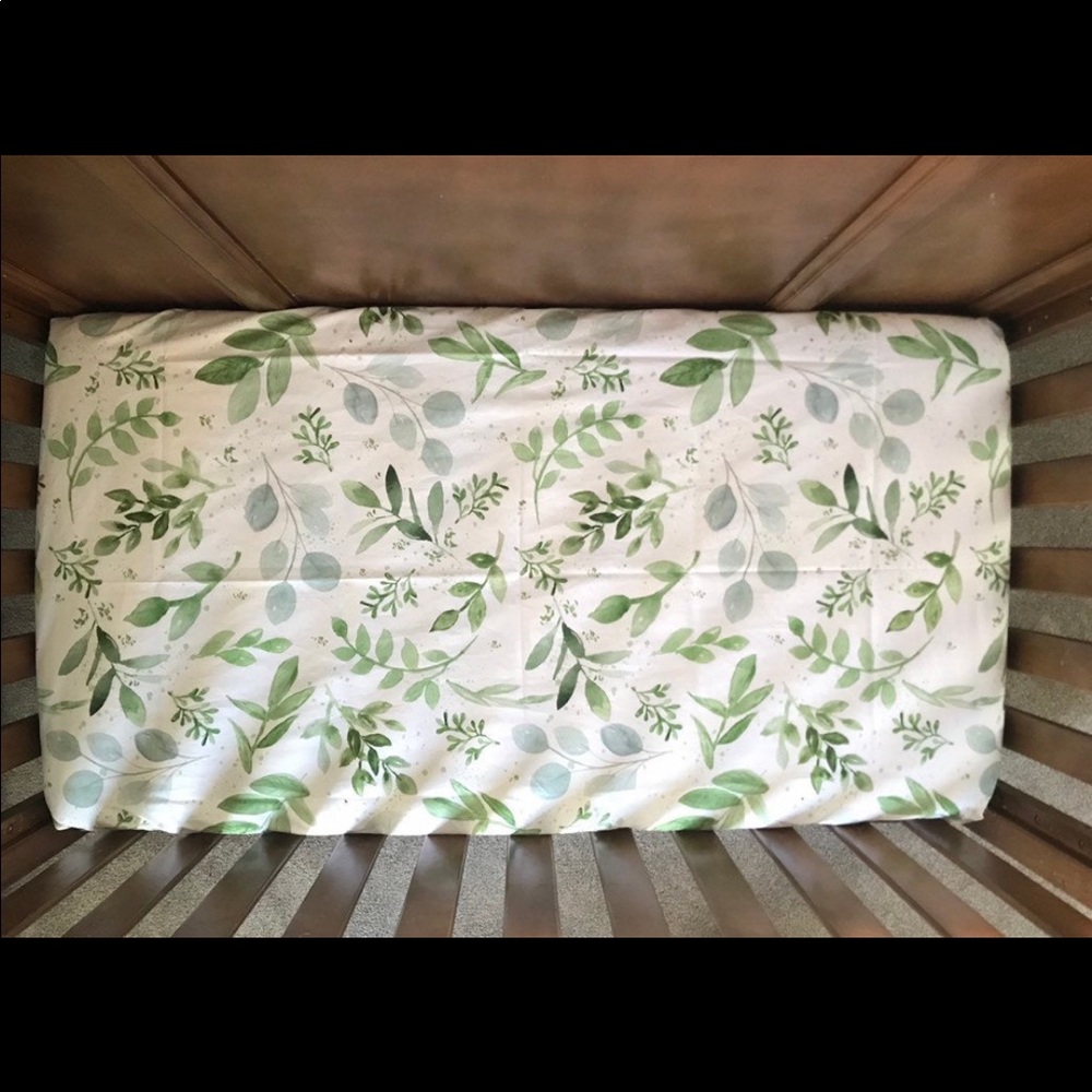 Eucalyptus Greenery Crib Sheet Changing Pad Cover